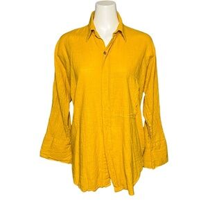 Dilemma Dhun Shroff Turmeric Yellow Hand Woven Organic Cotton Big Shirt OS